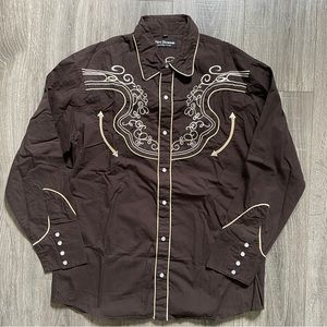 White Diamonds Western Brown Long Sleeve Shirt